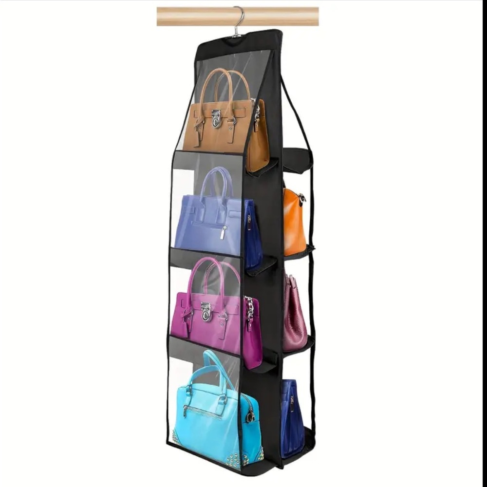 2 pack 8 Pocket Bag Organizer With Hanger Black - Picture 8 of 17